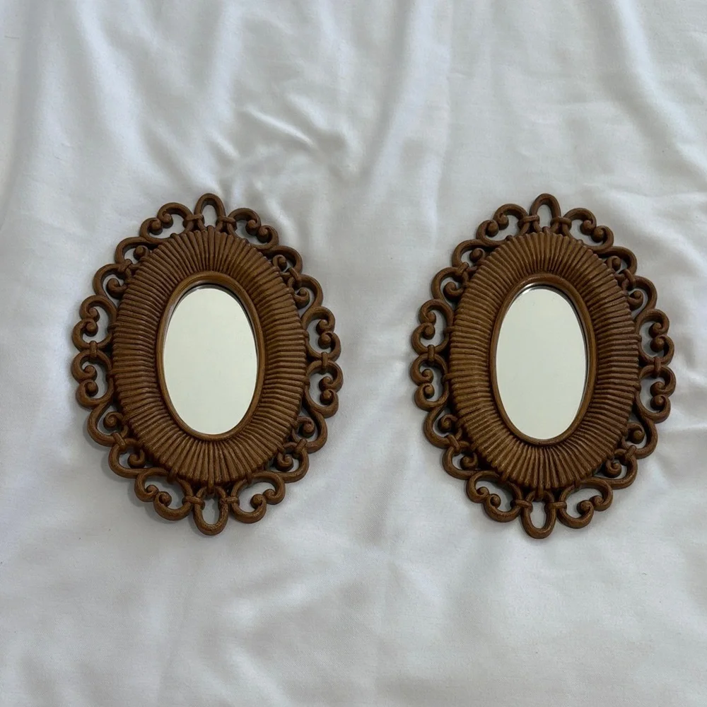American Vintage Brown Ornate Wall Mirrors